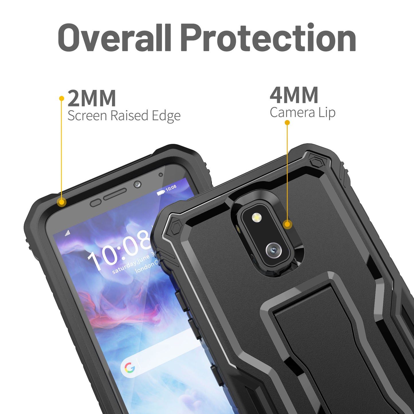 FITO for Cricket Debut Case, Compatible with ATT Calypso 2 Phone, Dual Layer Shockproof Heavy Duty Case with Screen Protector, Built-in Kickstand