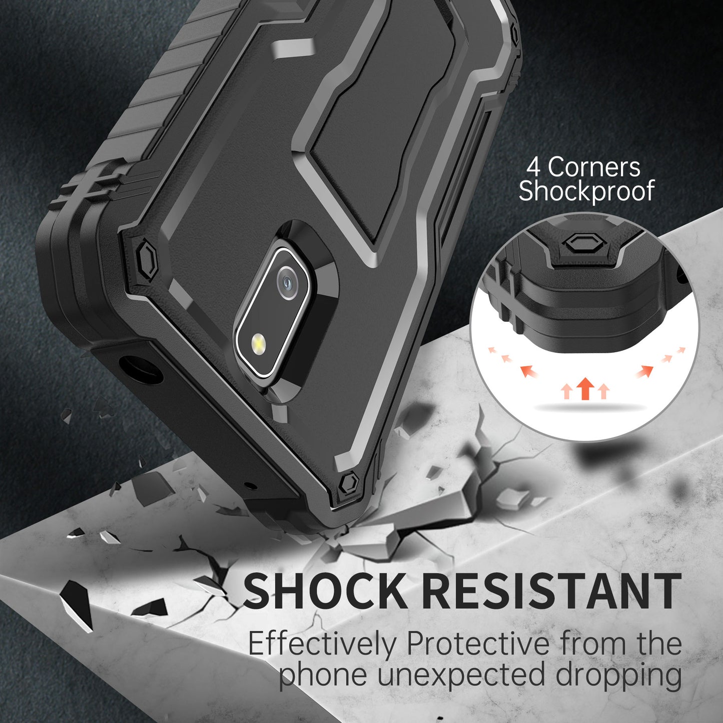 FITO for Cricket Debut Case, Compatible with ATT Calypso 2 Phone, Dual Layer Shockproof Heavy Duty Case with Screen Protector, Built-in Kickstand