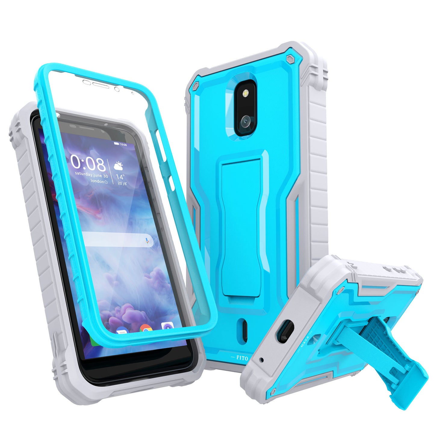 FITO for Cricket Debut Case, Compatible with ATT Calypso 2 Phone, Dual Layer Shockproof Heavy Duty Case with Screen Protector, Built-in Kickstand