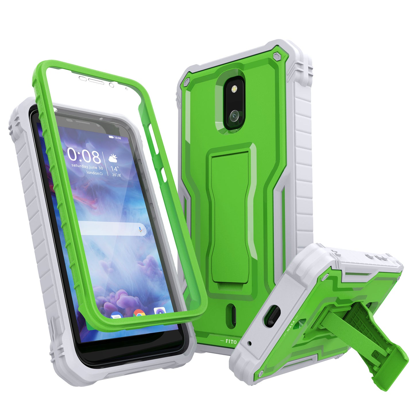 FITO for Cricket Debut Case, Compatible with ATT Calypso 2 Phone, Dual Layer Shockproof Heavy Duty Case with Screen Protector, Built-in Kickstand
