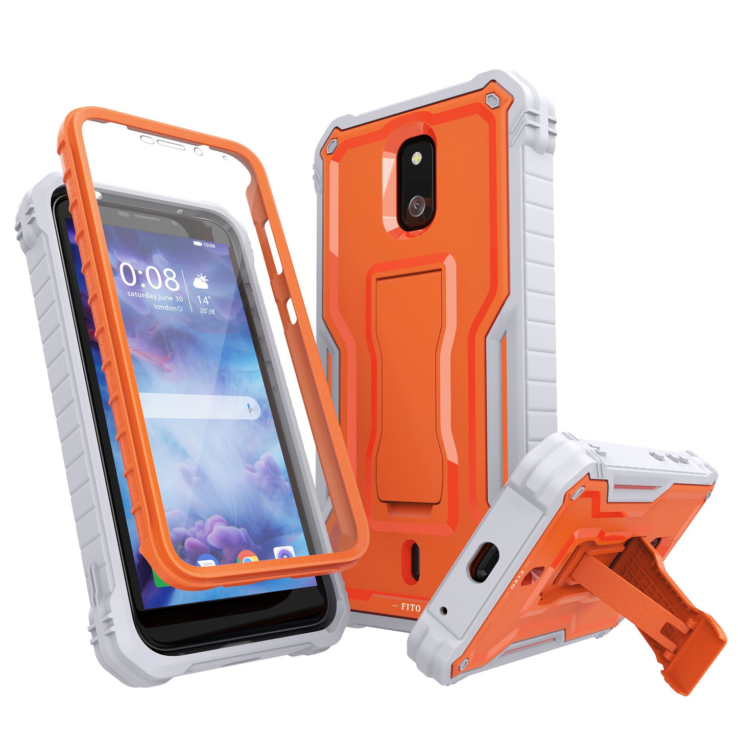 FITO for Cricket Debut Case, Compatible with ATT Calypso 2 Phone, Dual Layer Shockproof Heavy Duty Case with Screen Protector, Built-in Kickstand