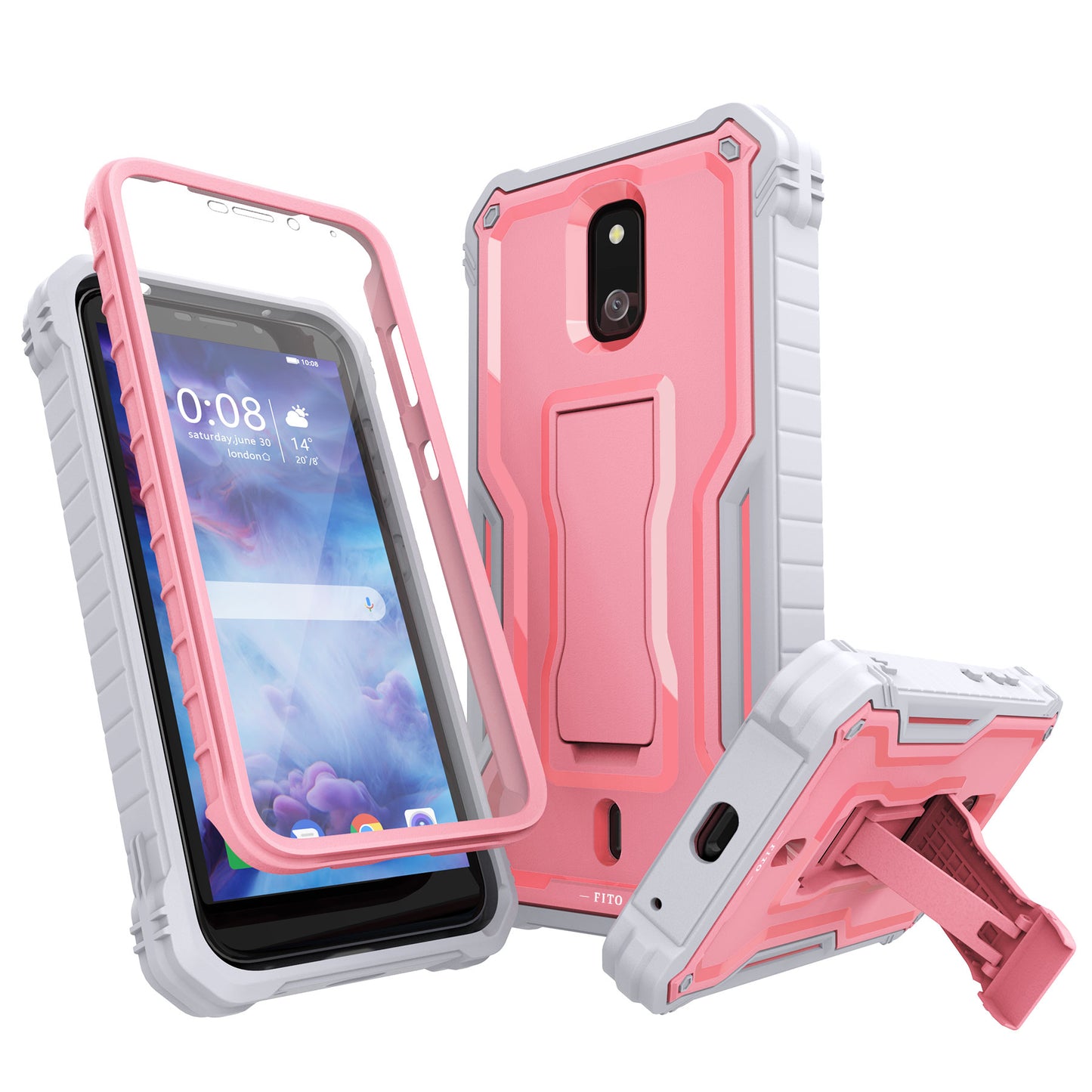 FITO for Cricket Debut Case, Compatible with ATT Calypso 2 Phone, Dual Layer Shockproof Heavy Duty Case with Screen Protector, Built-in Kickstand