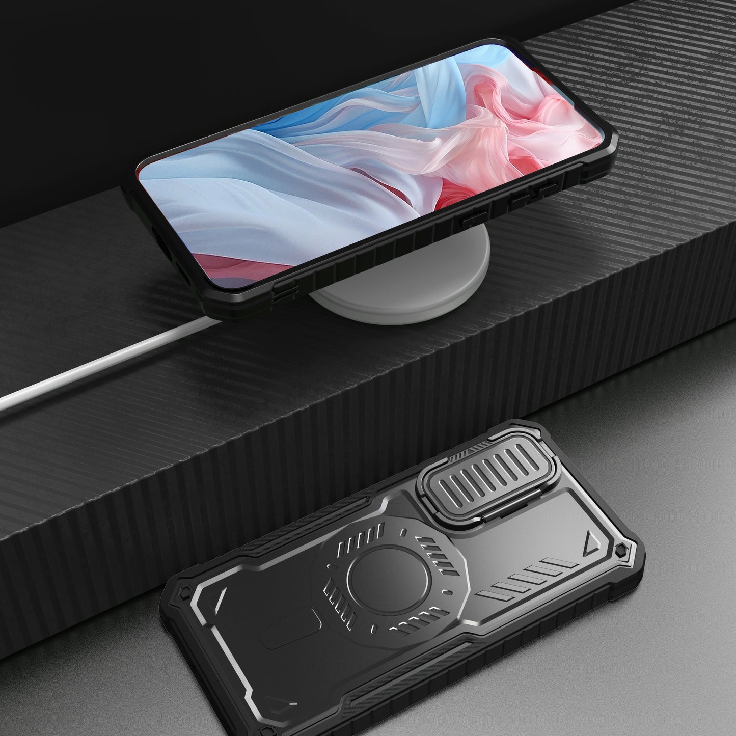 FITO for Samsung Galaxy A15 Case with Screen Protector, Military Grade Shockproof Phone Case with Camera Cover and Kickstand