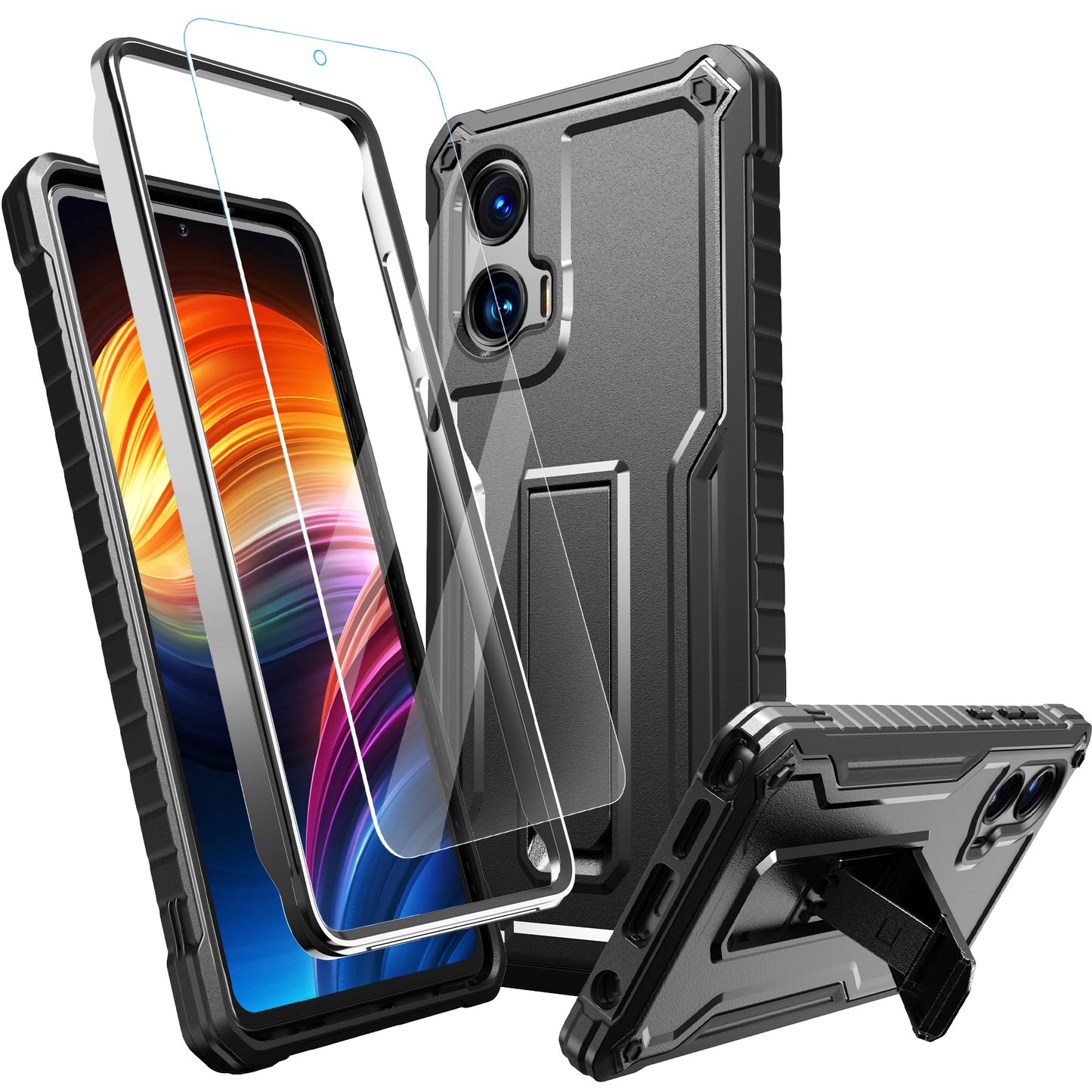 FITO for Moto G Stylus 5G 2024 Case with Screen Protector, Dual Layer Shockproof Heavy Duty Case for Moto G Stylus 5G 2024 Phone with Screen Protector, Built-in Kickstand