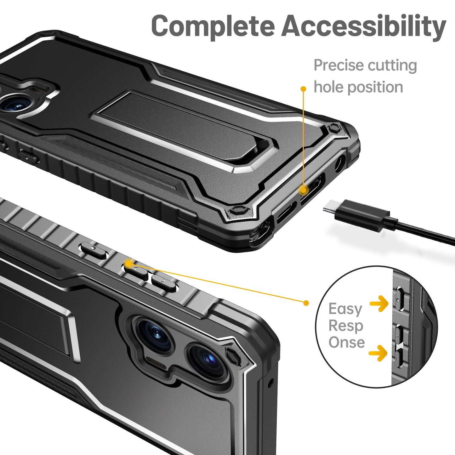 FITO for Moto G Stylus 5G 2024 Case with Screen Protector, Dual Layer Shockproof Heavy Duty Case for Moto G Stylus 5G 2024 Phone with Screen Protector, Built-in Kickstand