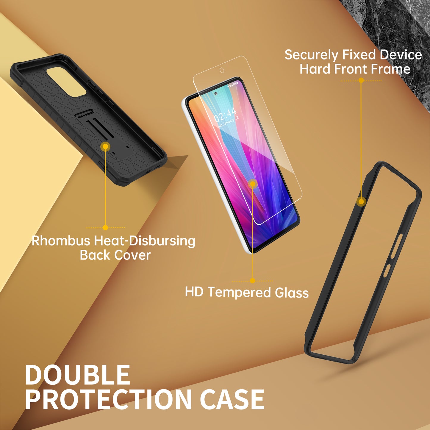 FITO for Samsung Galaxy A53 Case, Dual Layer Shockproof Heavy Duty Case for Samsung A53 5G Phone with Screen Protector, Built-in Kickstand