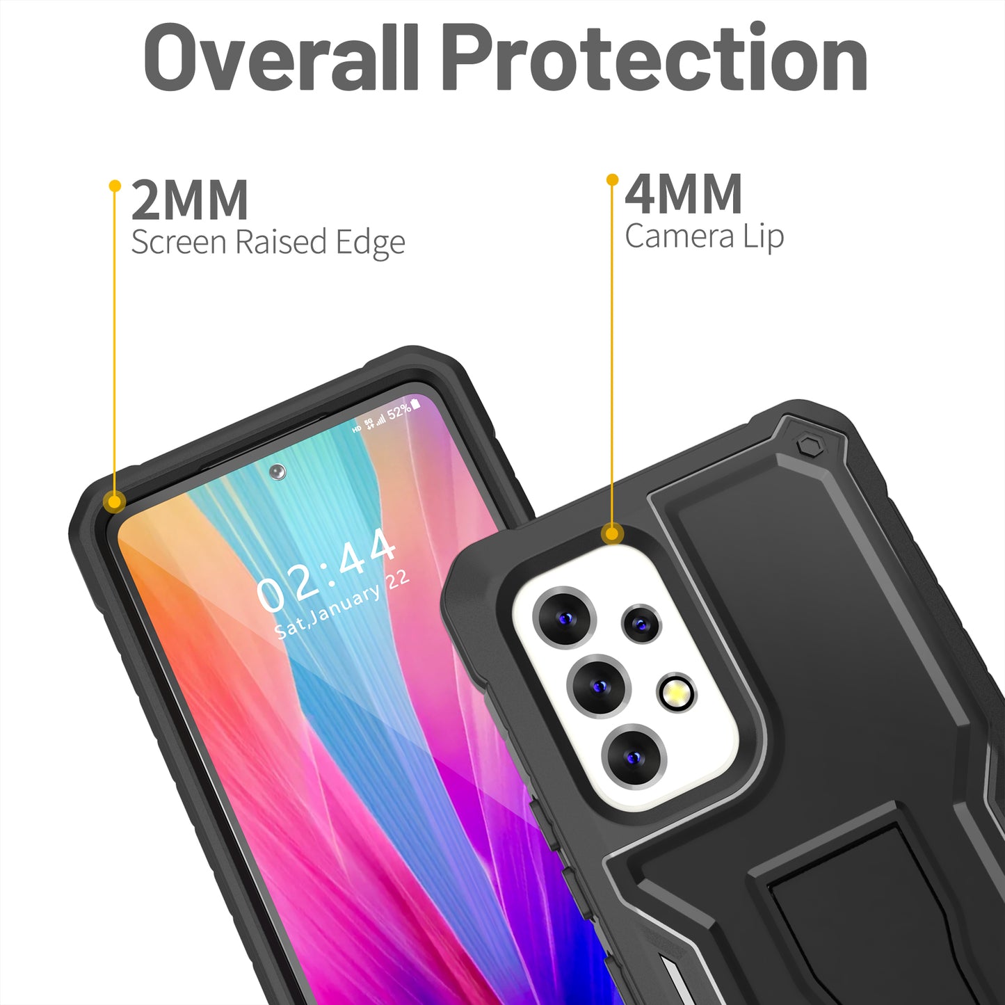 FITO for Samsung Galaxy A53 Case, Dual Layer Shockproof Heavy Duty Case for Samsung A53 5G Phone with Screen Protector, Built-in Kickstand