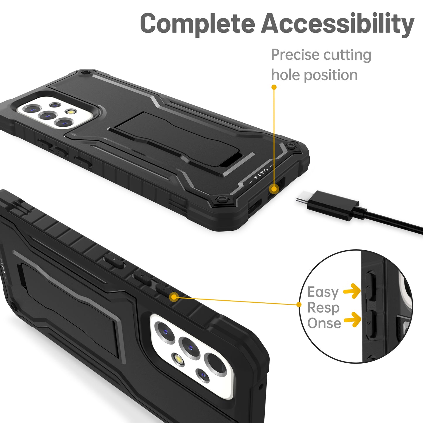 FITO for Samsung Galaxy A53 Case, Dual Layer Shockproof Heavy Duty Case for Samsung A53 5G Phone with Screen Protector, Built-in Kickstand