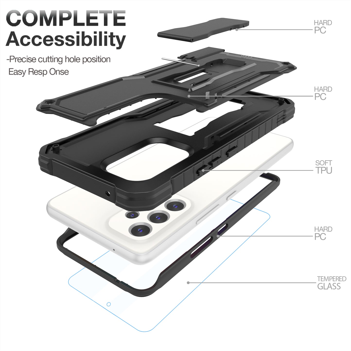 FITO for Samsung Galaxy A53 Case, Dual Layer Shockproof Heavy Duty Case for Samsung A53 5G Phone with Screen Protector, Built-in Kickstand