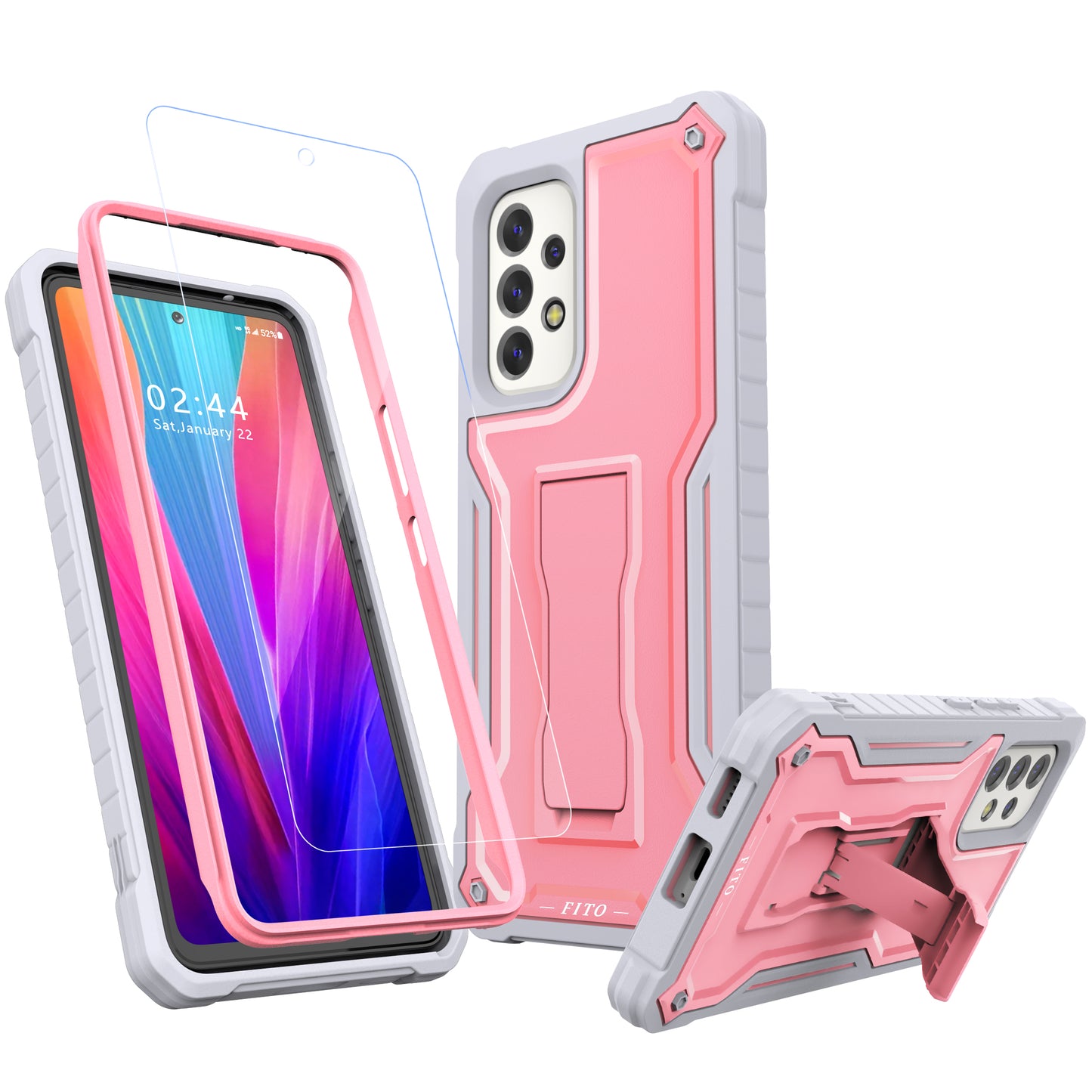 FITO for Samsung Galaxy A53 Case, Dual Layer Shockproof Heavy Duty Case for Samsung A53 5G Phone with Screen Protector, Built-in Kickstand