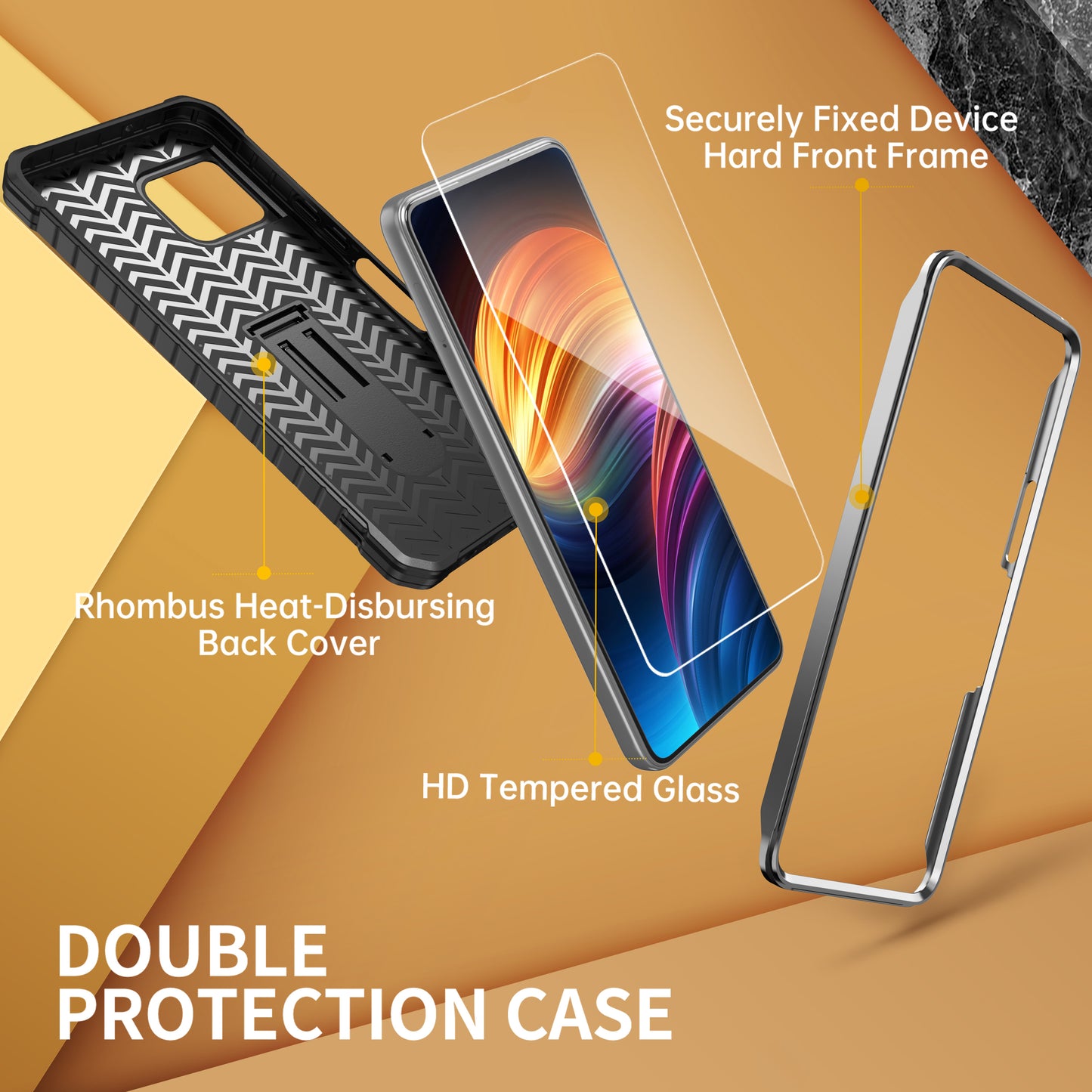 FITO for T-Mobile Revvl 7 Pro 5G Case with Screen Protector, Dual Layer Shockproof Heavy Duty Case for T-Mobile Revvl 7 Pro 5G Phone with Screen Protector, Built-in Kickstand