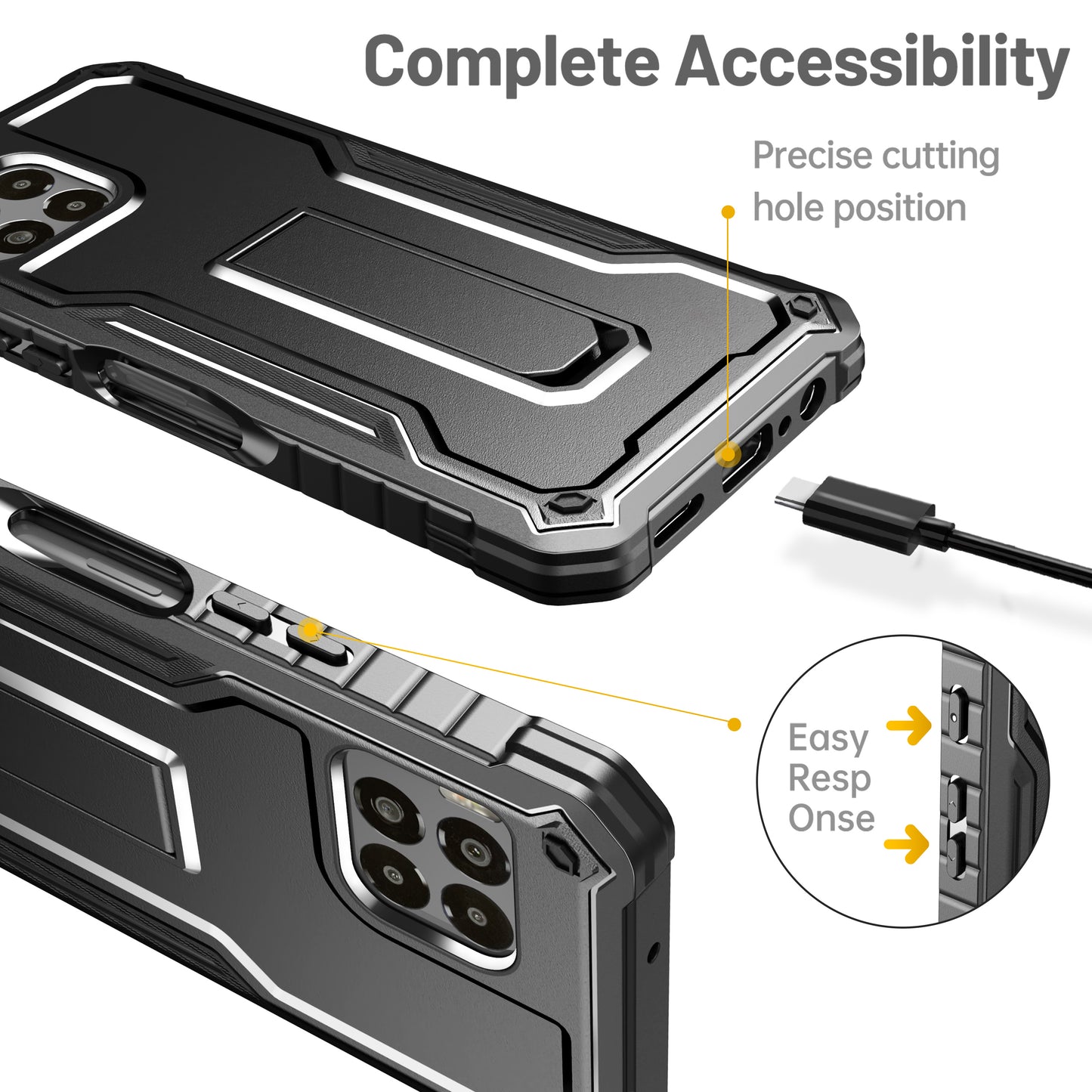 FITO for T-Mobile Revvl 7 Pro 5G Case with Screen Protector, Dual Layer Shockproof Heavy Duty Case for T-Mobile Revvl 7 Pro 5G Phone with Screen Protector, Built-in Kickstand
