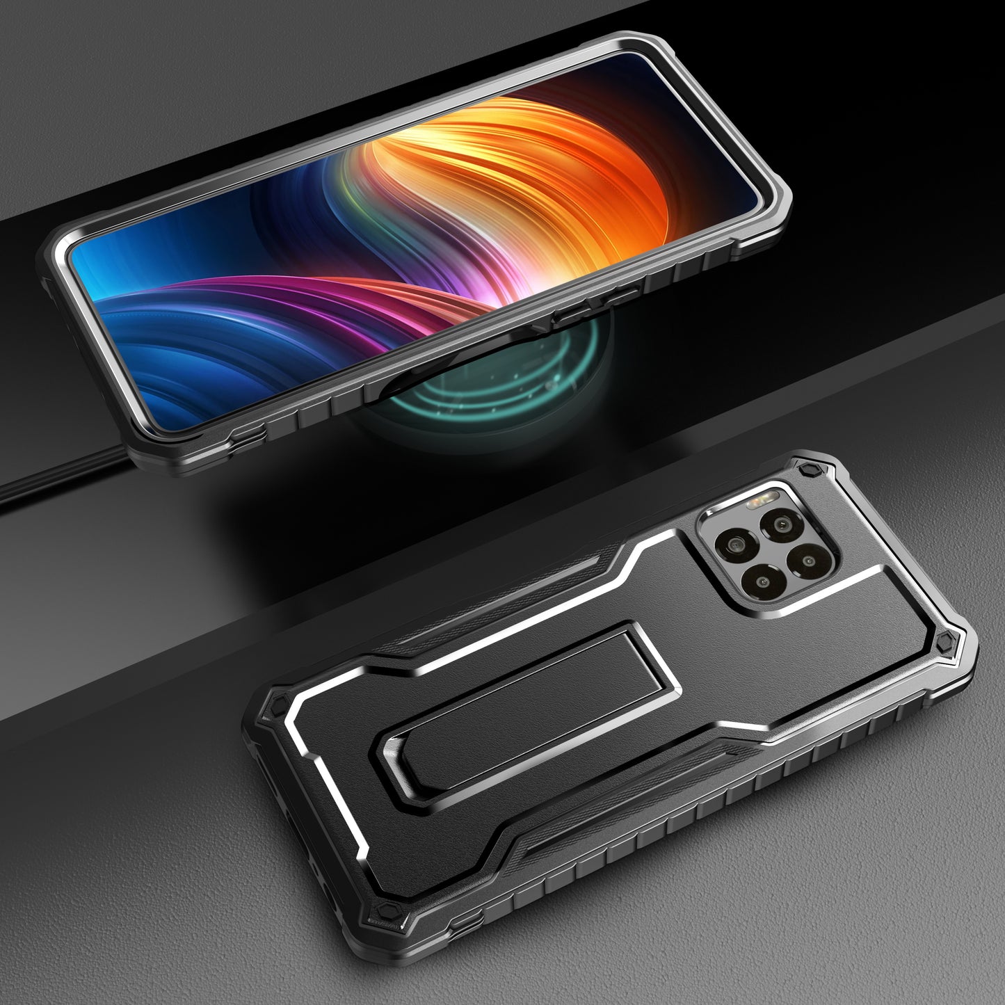 FITO for T-Mobile Revvl 7 Pro 5G Case with Screen Protector, Dual Layer Shockproof Heavy Duty Case for T-Mobile Revvl 7 Pro 5G Phone with Screen Protector, Built-in Kickstand