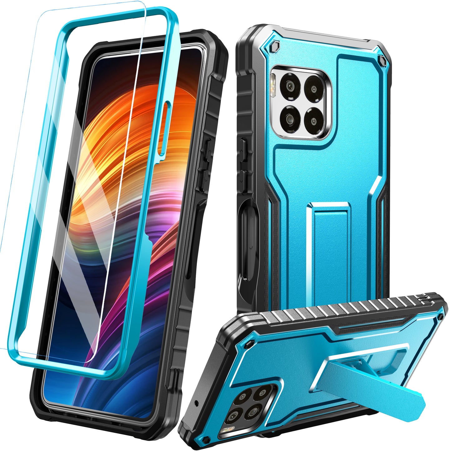 FITO for T-Mobile Revvl 7 Pro 5G Case with Screen Protector, Dual Layer Shockproof Heavy Duty Case for T-Mobile Revvl 7 Pro 5G Phone with Screen Protector, Built-in Kickstand