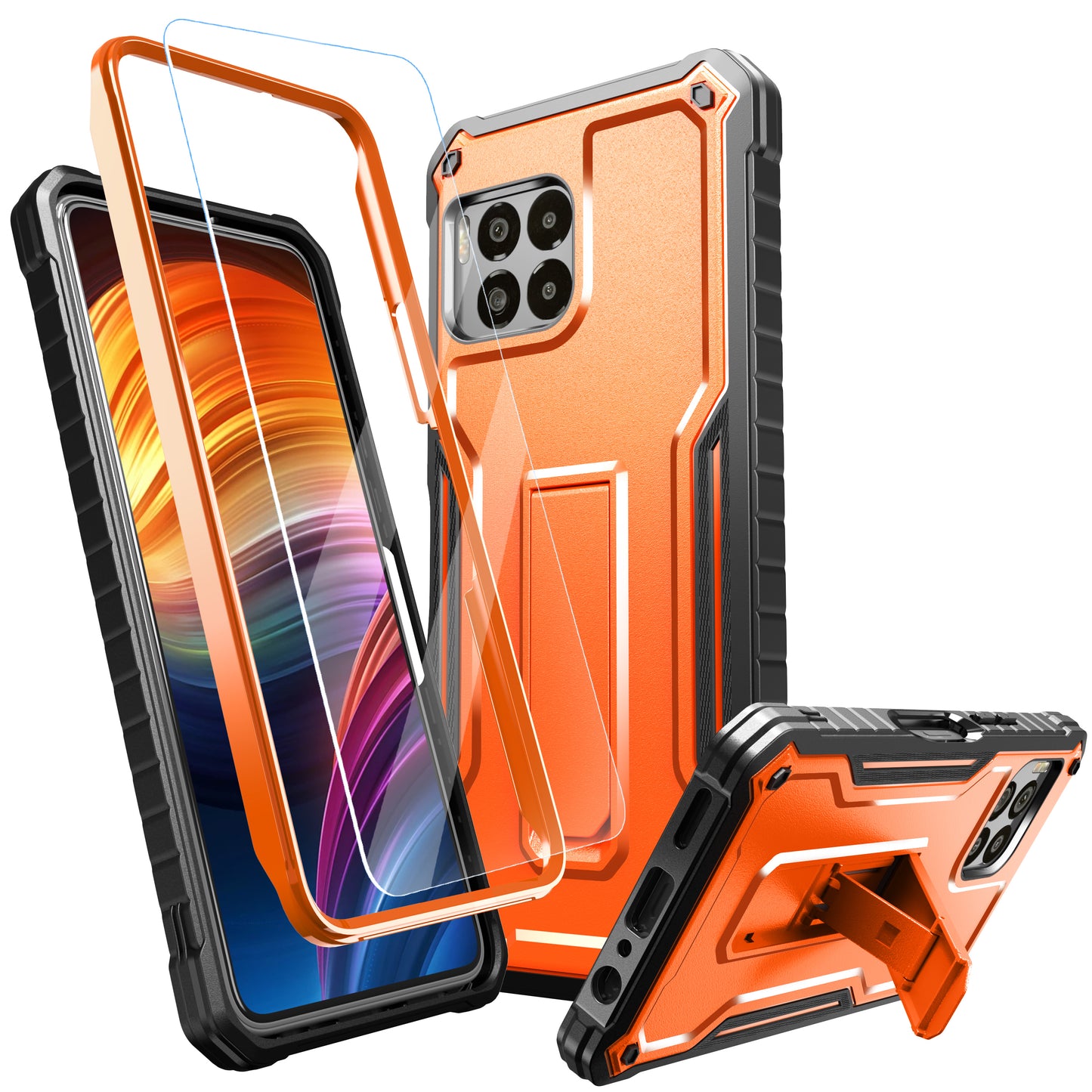FITO for T-Mobile Revvl 7 Pro 5G Case with Screen Protector, Dual Layer Shockproof Heavy Duty Case for T-Mobile Revvl 7 Pro 5G Phone with Screen Protector, Built-in Kickstand