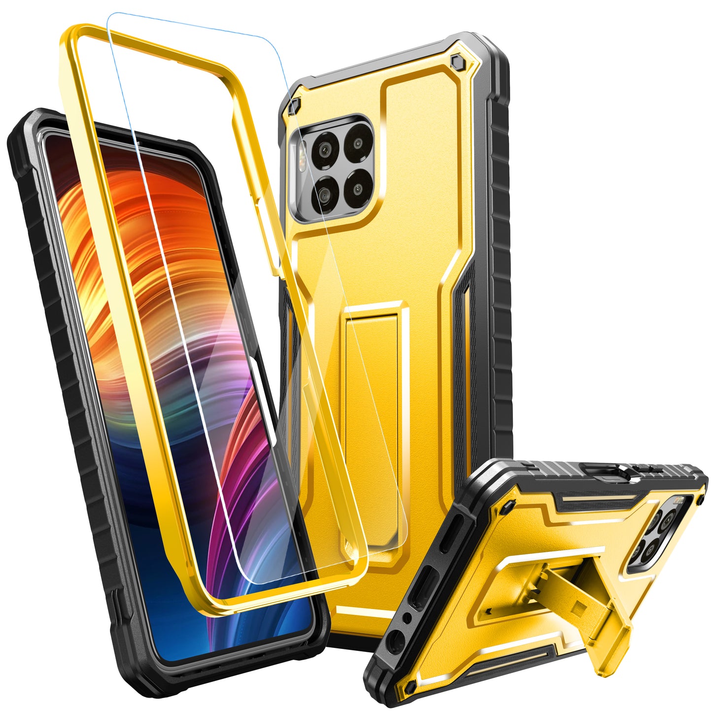 FITO for T-Mobile Revvl 7 Pro 5G Case with Screen Protector, Dual Layer Shockproof Heavy Duty Case for T-Mobile Revvl 7 Pro 5G Phone with Screen Protector, Built-in Kickstand