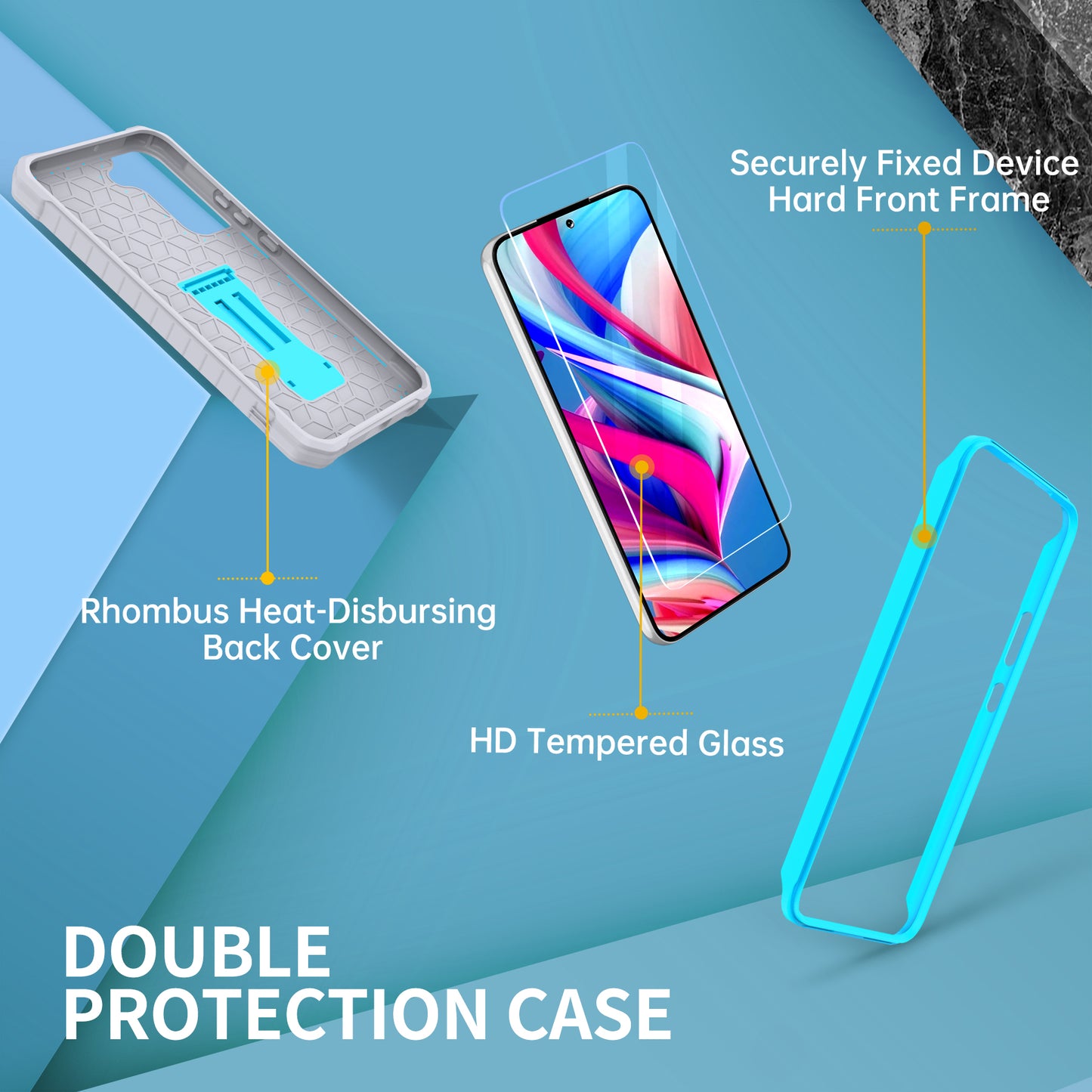 FITO for Samsung Galaxy S22 Plus Case, Dual Layer Shockproof Heavy Duty Case for Samsung S22 Plus with Screen Protector, Built in Kickstand