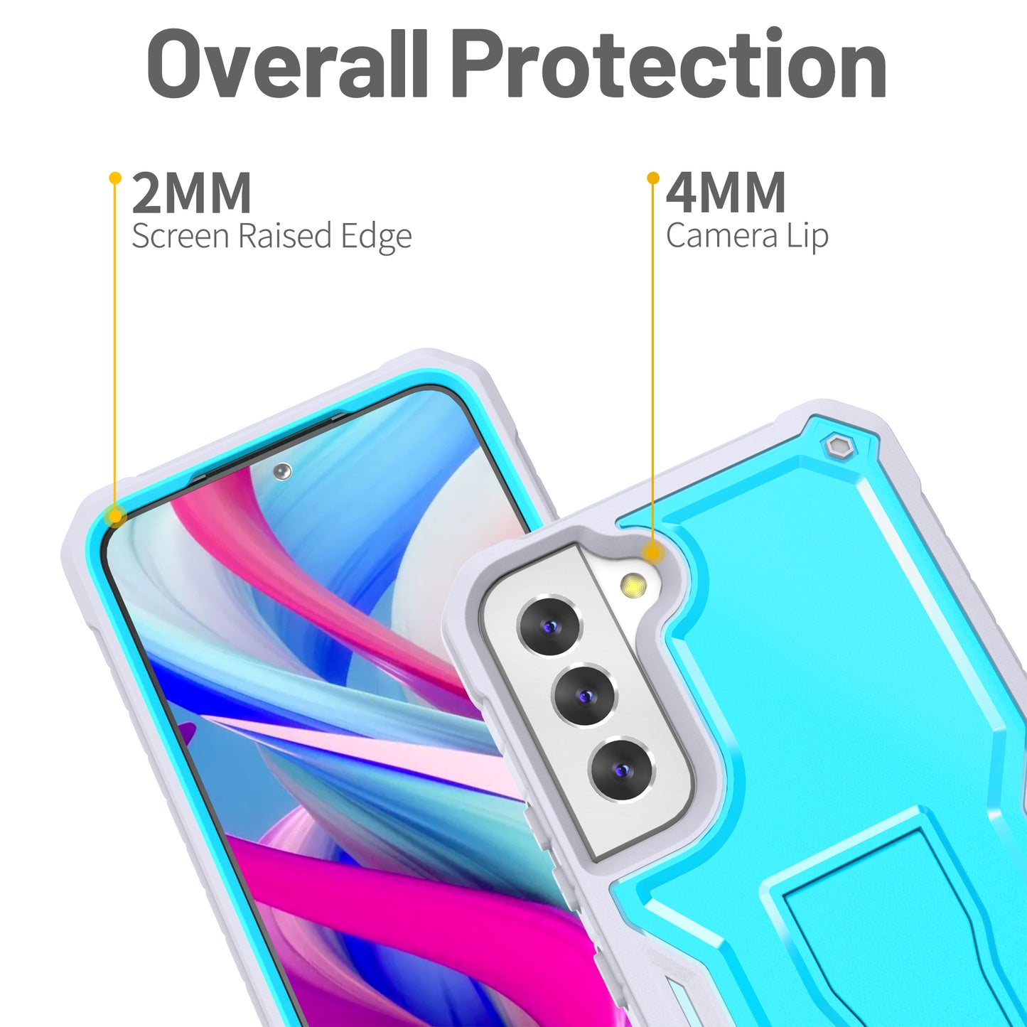 FITO for Samsung Galaxy S22 Plus Case, Dual Layer Shockproof Heavy Duty Case for Samsung S22 Plus with Screen Protector, Built in Kickstand