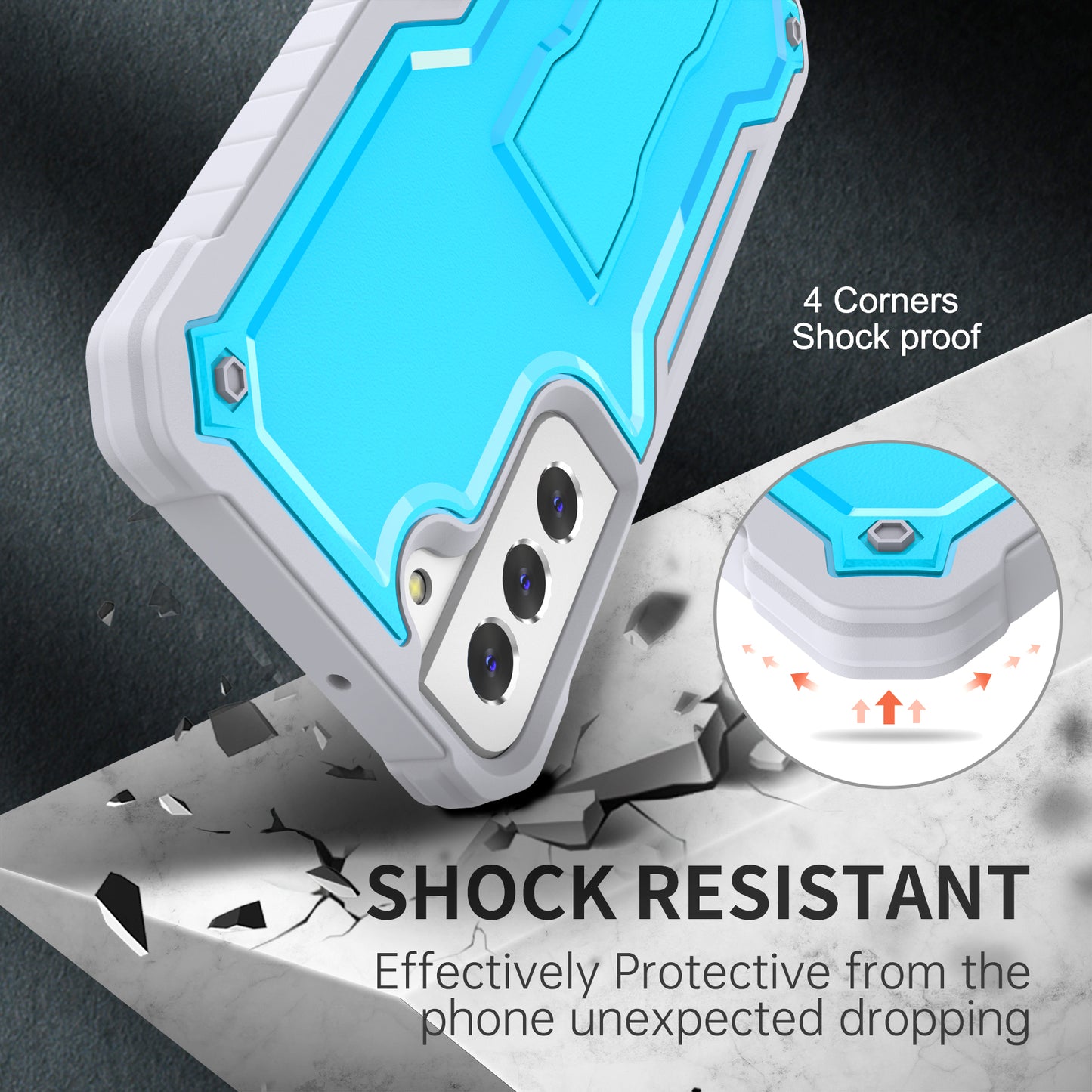 FITO for Samsung Galaxy S22 Plus Case, Dual Layer Shockproof Heavy Duty Case for Samsung S22 Plus with Screen Protector, Built in Kickstand