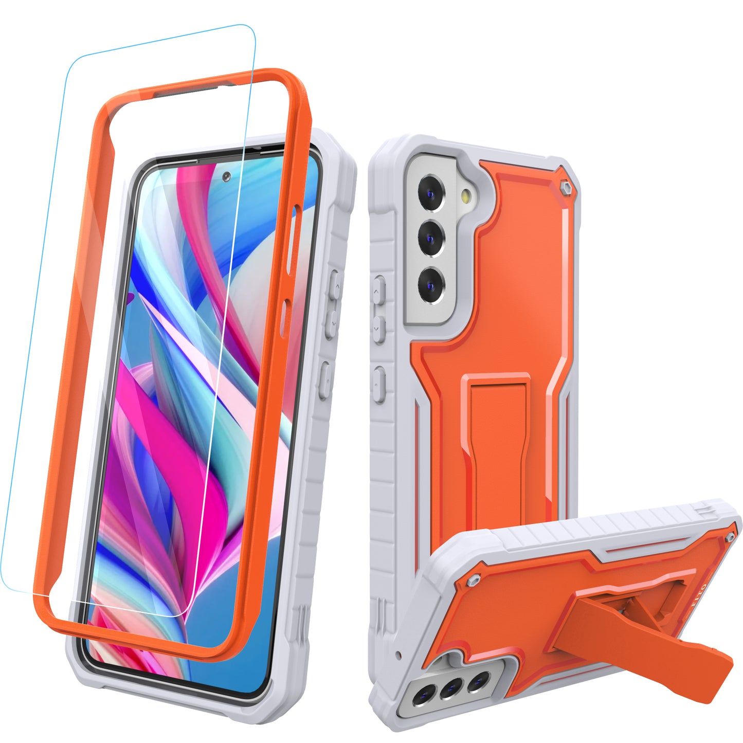 FITO for Samsung Galaxy S22 Plus Case, Dual Layer Shockproof Heavy Duty Case for Samsung S22 Plus with Screen Protector, Built in Kickstand