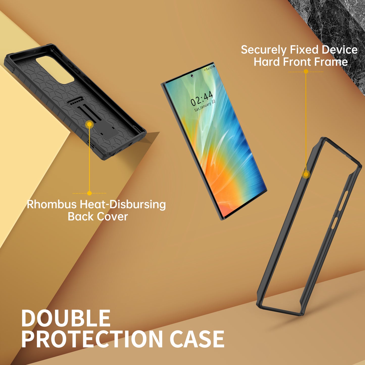 FITO for Samsung Galaxy S22 Ultra Case, Dual Layer Shockproof Heavy Duty Case, Built in Kickstand