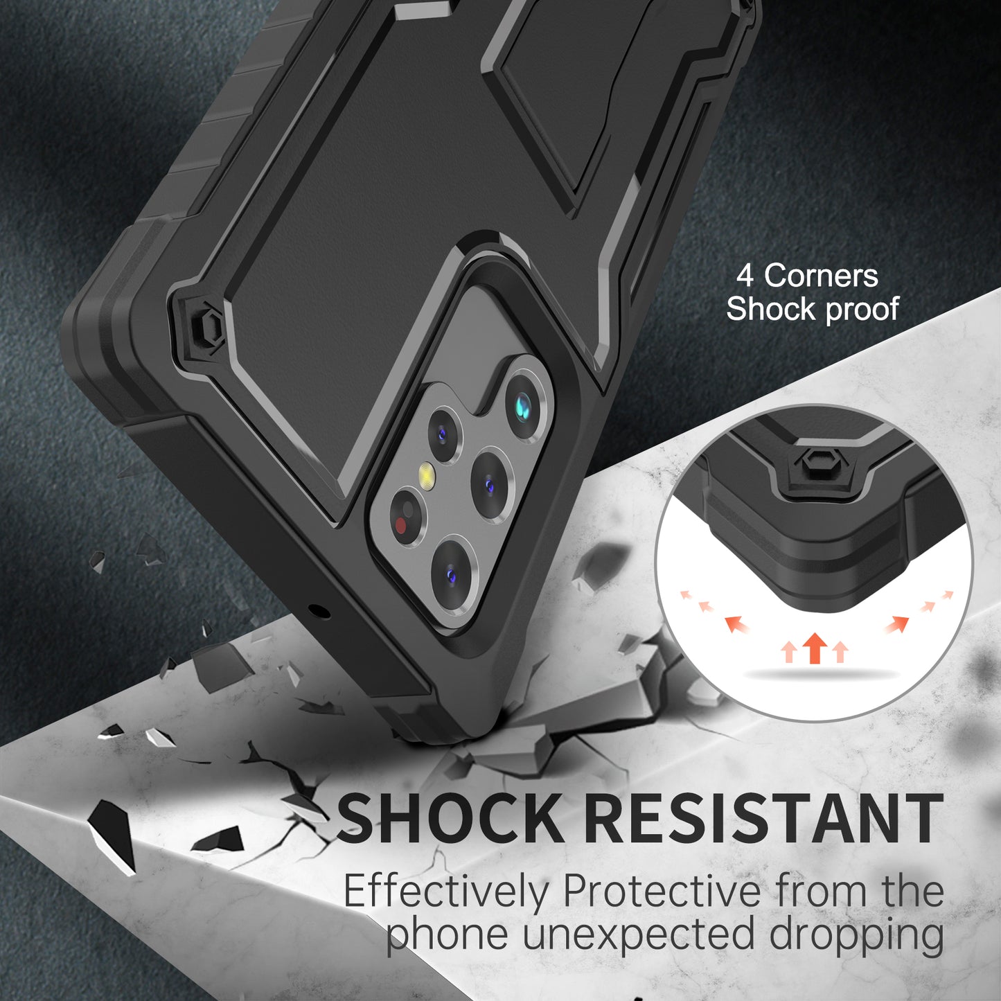FITO for Samsung Galaxy S22 Ultra Case, Dual Layer Shockproof Heavy Duty Case, Built in Kickstand
