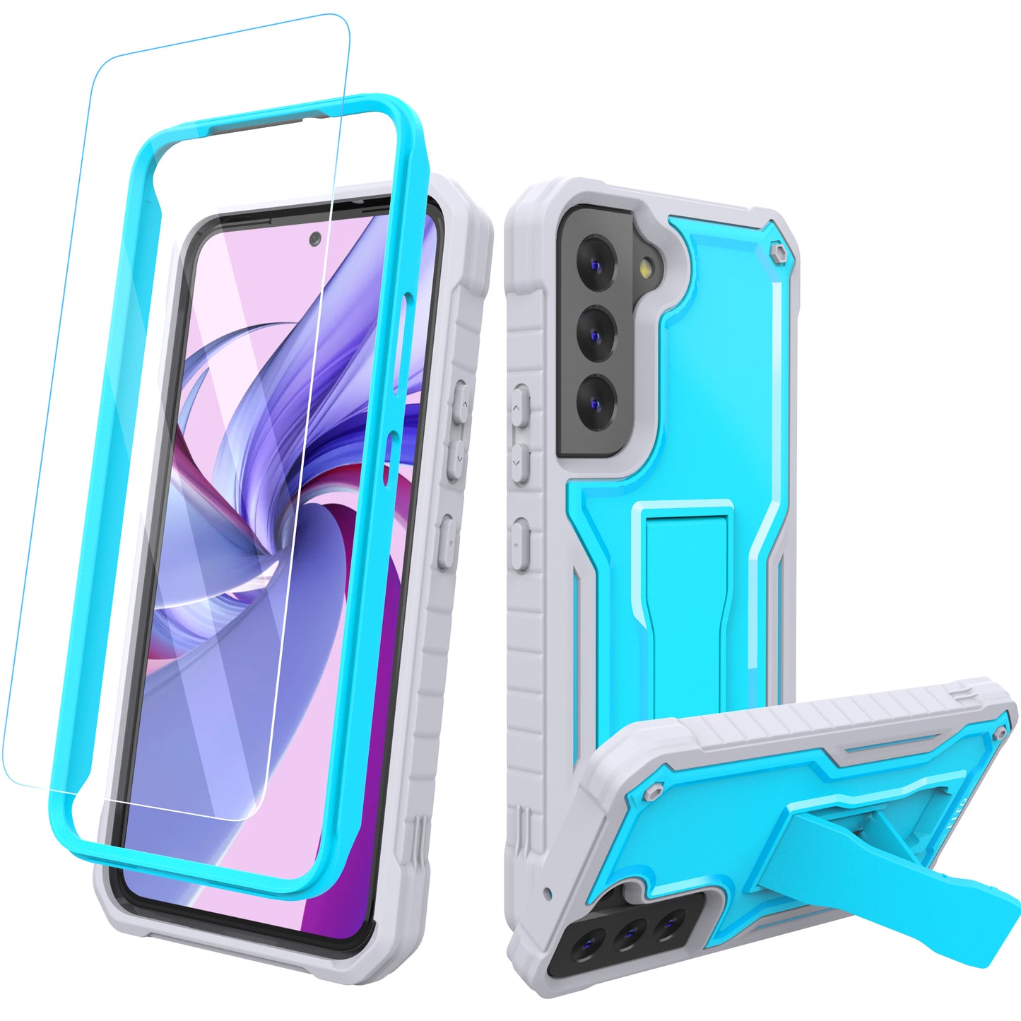 FITO for Samsung Galaxy S22 Case, Dual Layer Shockproof Heavy Duty Case for Samsung S22 5G Phone with Screen Protector, Built in Kickstand