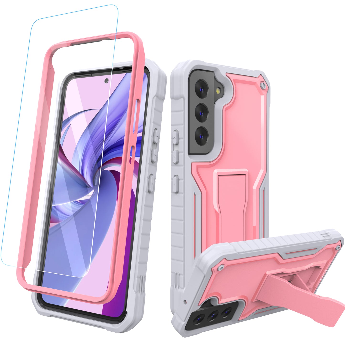 FITO for Samsung Galaxy S22 Case, Dual Layer Shockproof Heavy Duty Case for Samsung S22 5G Phone with Screen Protector, Built in Kickstand