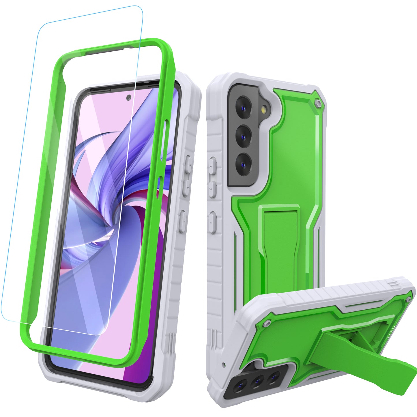 FITO for Samsung Galaxy S22 Case, Dual Layer Shockproof Heavy Duty Case for Samsung S22 5G Phone with Screen Protector, Built in Kickstand