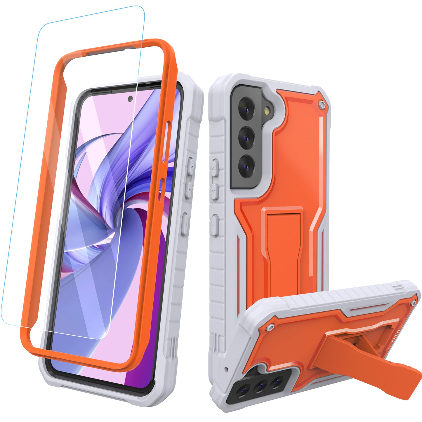 FITO for Samsung Galaxy S22 Case, Dual Layer Shockproof Heavy Duty Case for Samsung S22 5G Phone with Screen Protector, Built in Kickstand