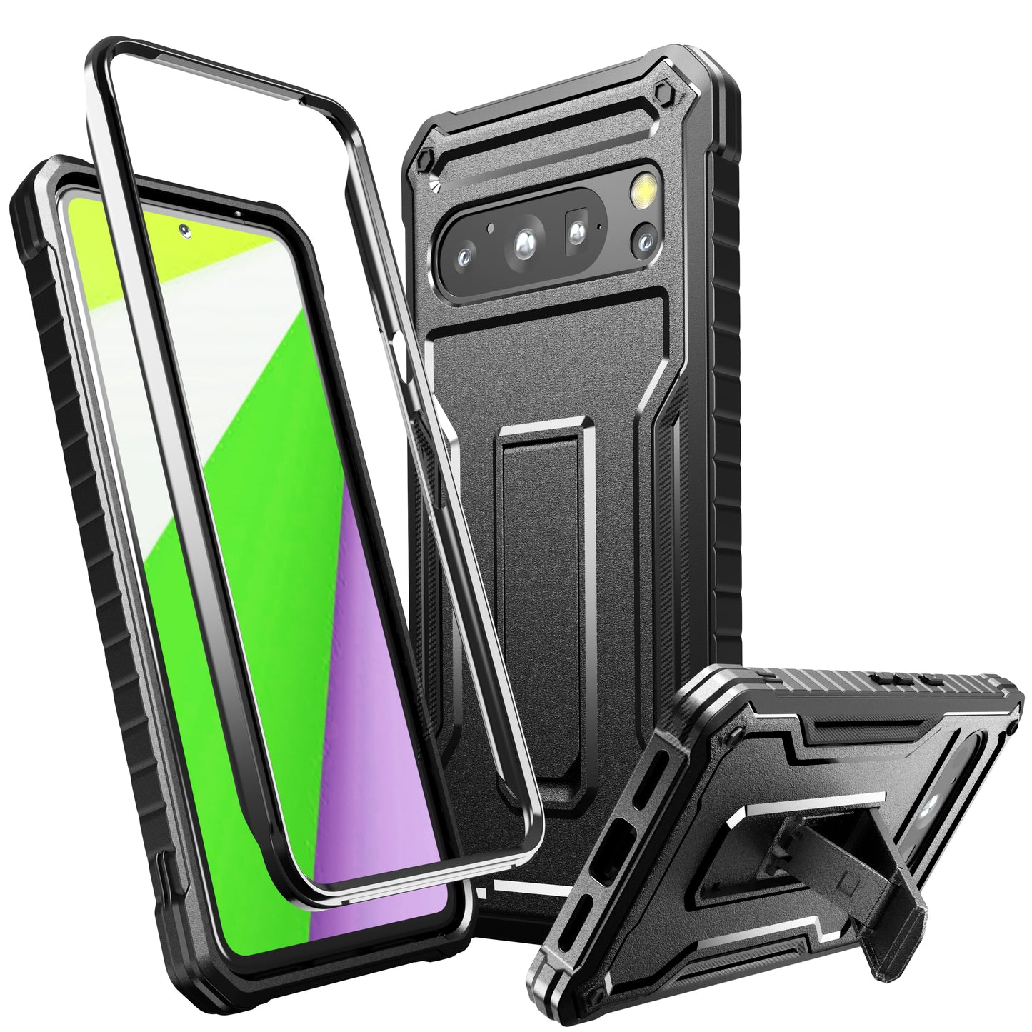FITO for Google Pixel 8 Pro Case, Dual Layer Shockproof Heavy Duty Case for Google Pixel 8 Pro Phone with Screen Protector, Built-in Kickstand