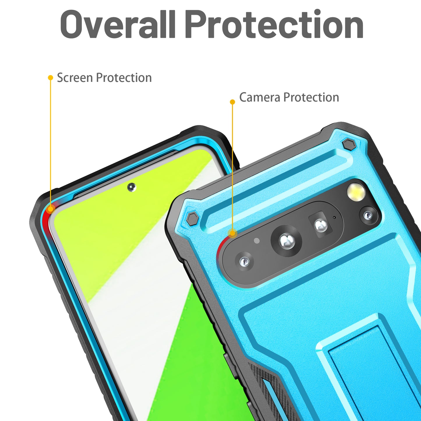 FITO for Google Pixel 8 Pro Case, Dual Layer Shockproof Heavy Duty Case for Google Pixel 8 Pro Phone with Screen Protector, Built-in Kickstand