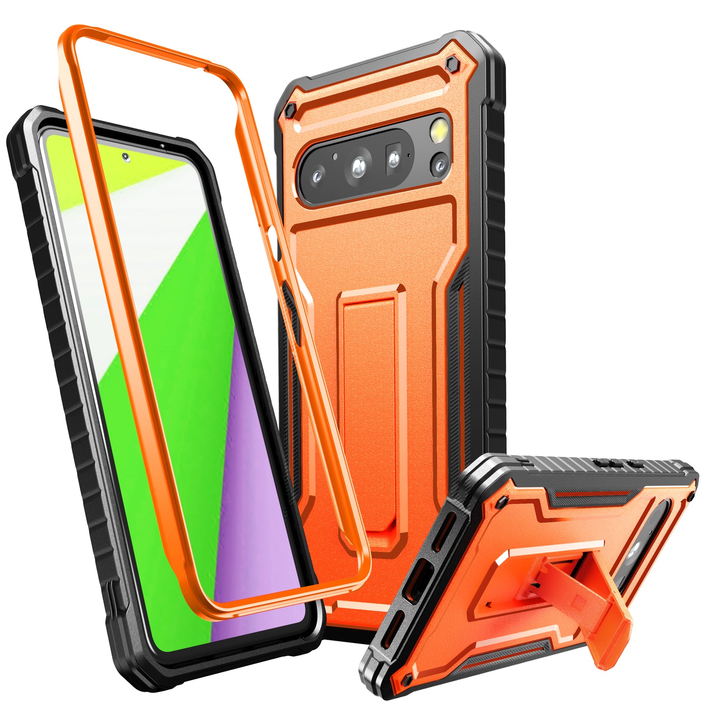 FITO for Google Pixel 8 Pro Case, Dual Layer Shockproof Heavy Duty Case for Google Pixel 8 Pro Phone with Screen Protector, Built-in Kickstand