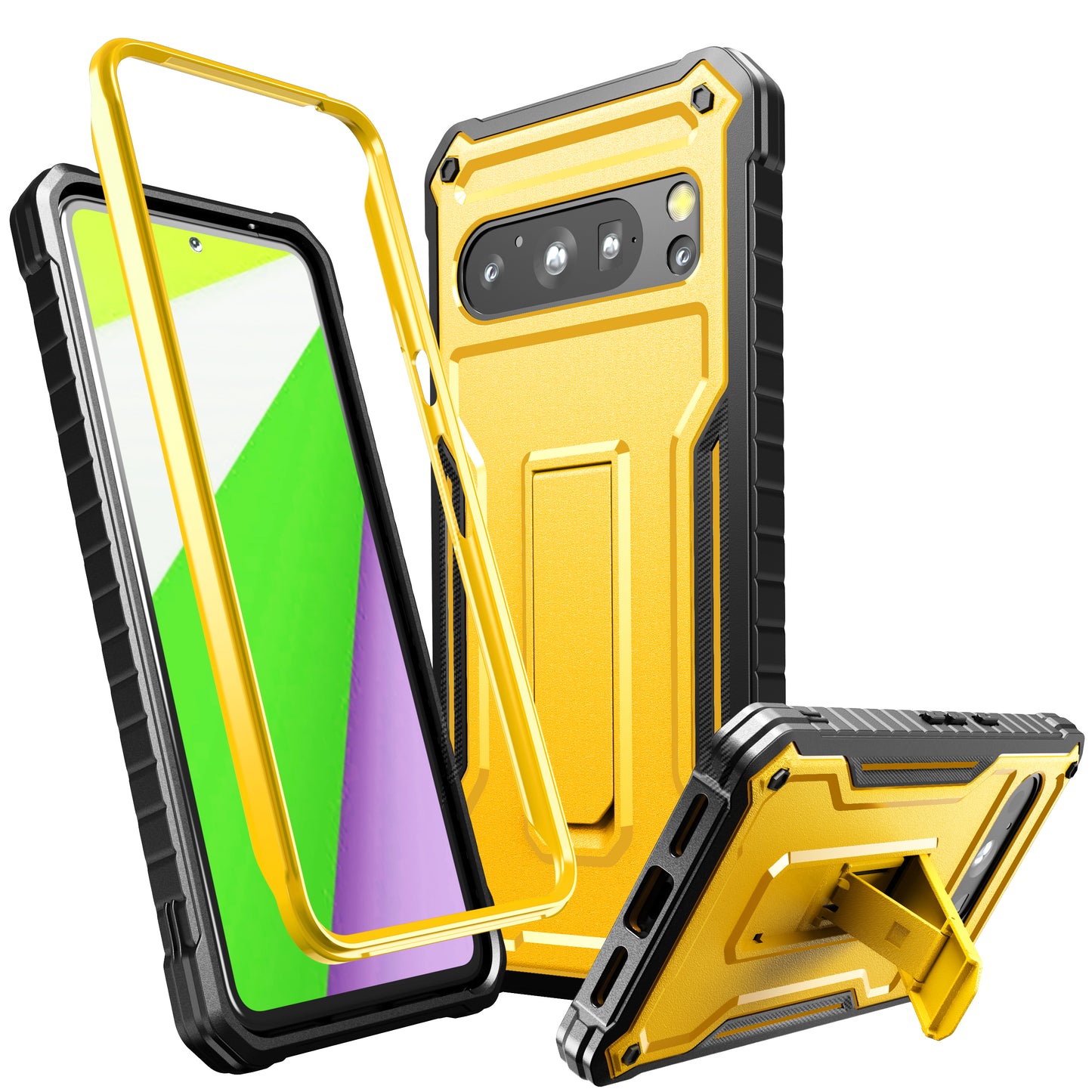 FITO for Google Pixel 8 Pro Case, Dual Layer Shockproof Heavy Duty Case for Google Pixel 8 Pro Phone with Screen Protector, Built-in Kickstand