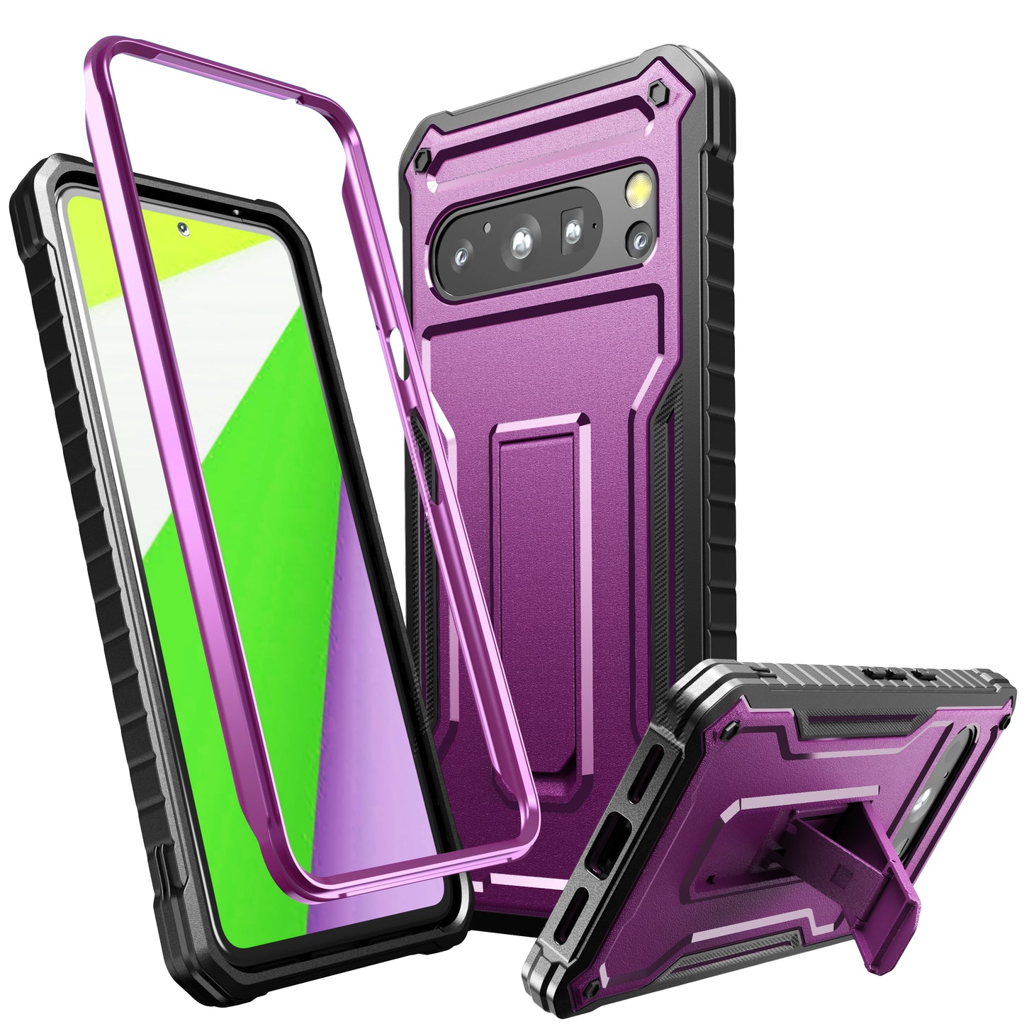 FITO for Google Pixel 8 Pro Case, Dual Layer Shockproof Heavy Duty Case for Google Pixel 8 Pro Phone with Screen Protector, Built-in Kickstand