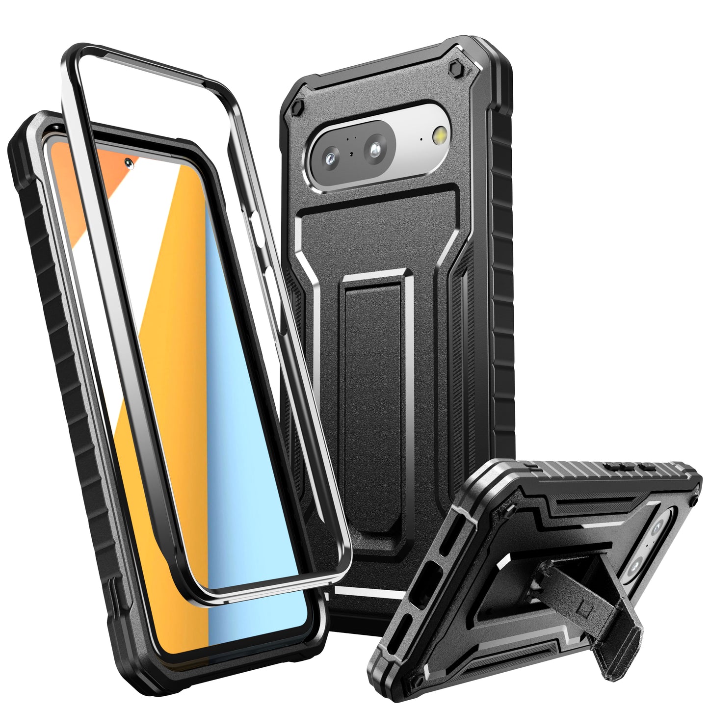 FITO for Google Pixel 8 Case, Dual Layer Shockproof Heavy Duty Case for Google Pixel 8 Phone with Screen Protector, Built-in Kickstand