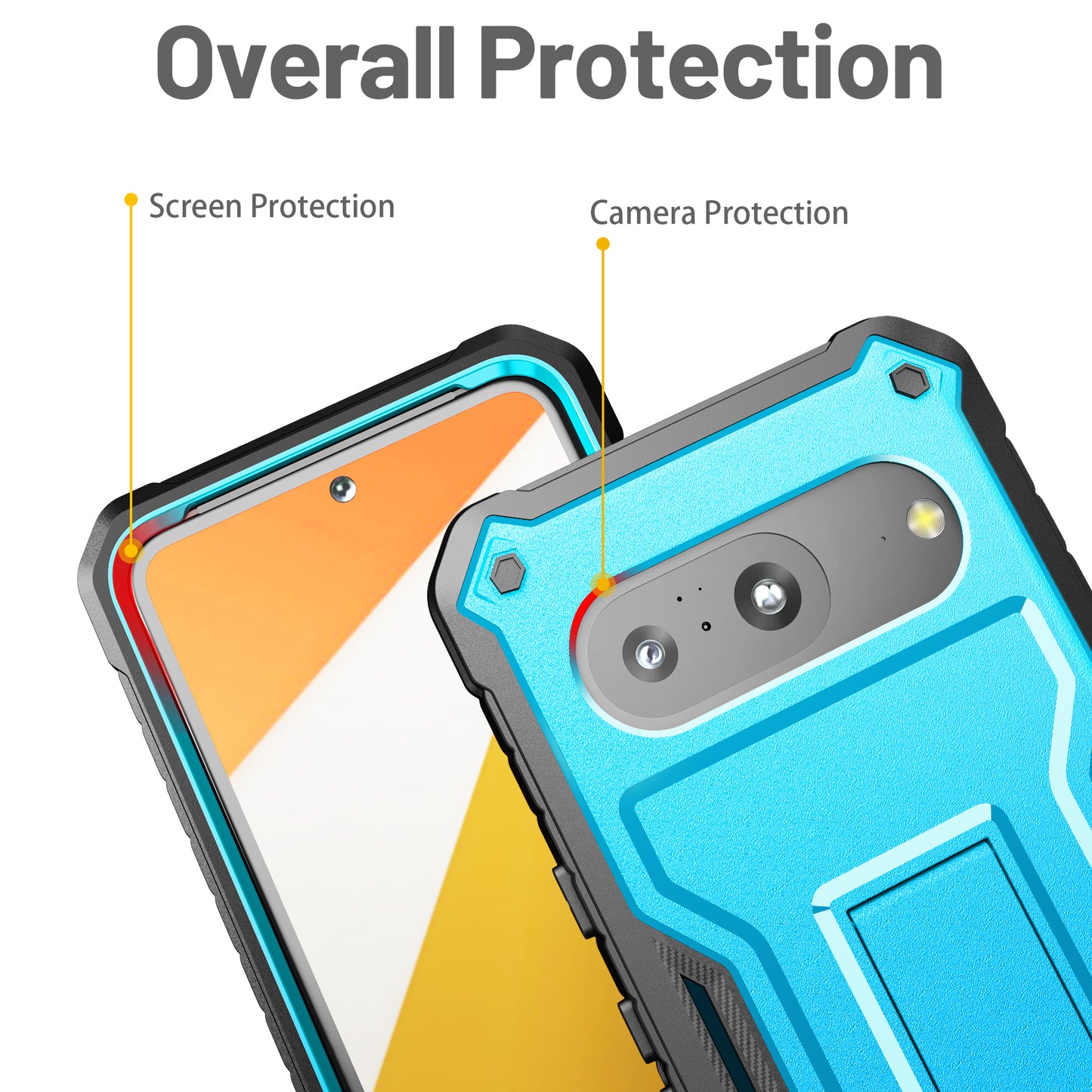 FITO for Google Pixel 8 Case, Dual Layer Shockproof Heavy Duty Case for Google Pixel 8 Phone with Screen Protector, Built-in Kickstand