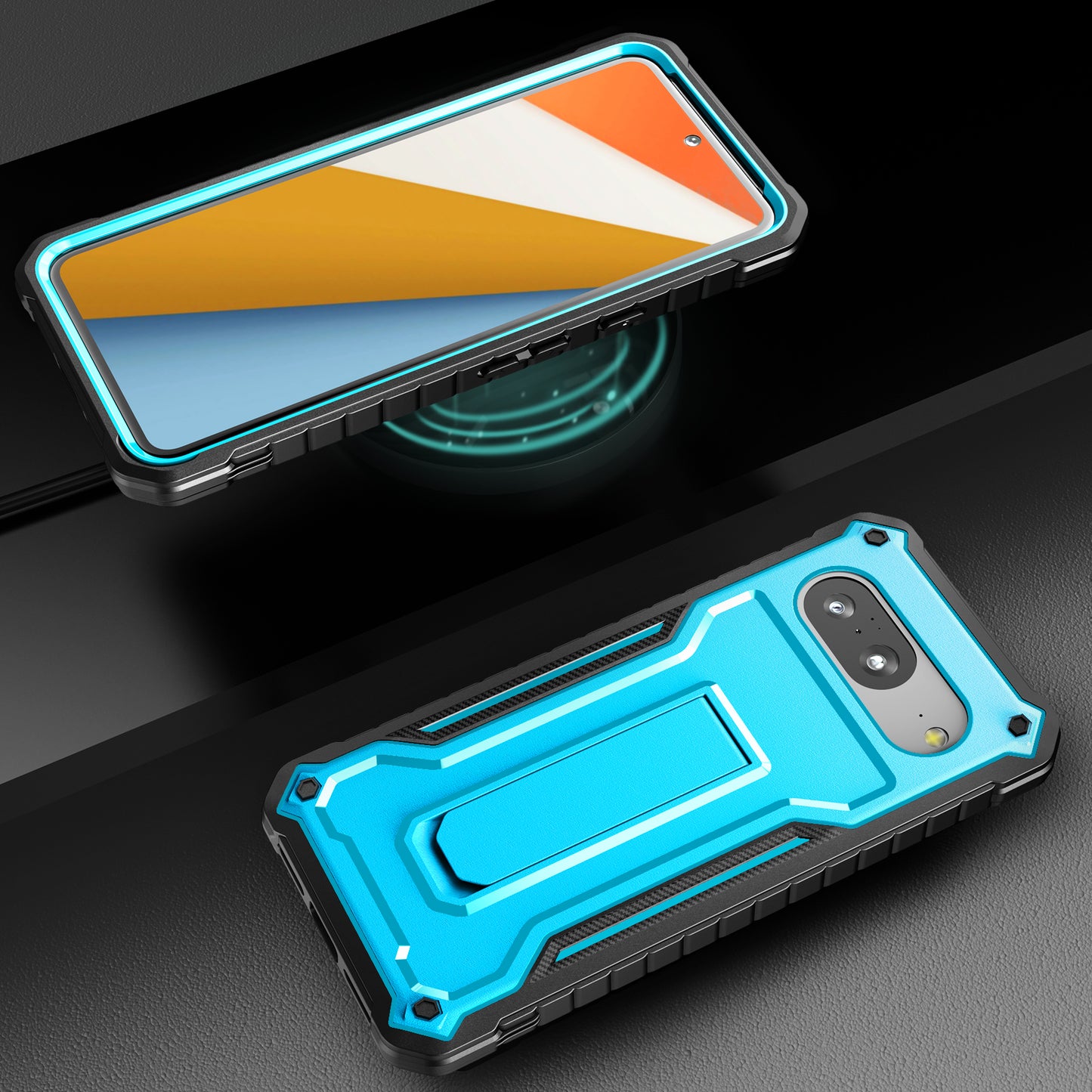 FITO for Google Pixel 8 Case, Dual Layer Shockproof Heavy Duty Case for Google Pixel 8 Phone with Screen Protector, Built-in Kickstand