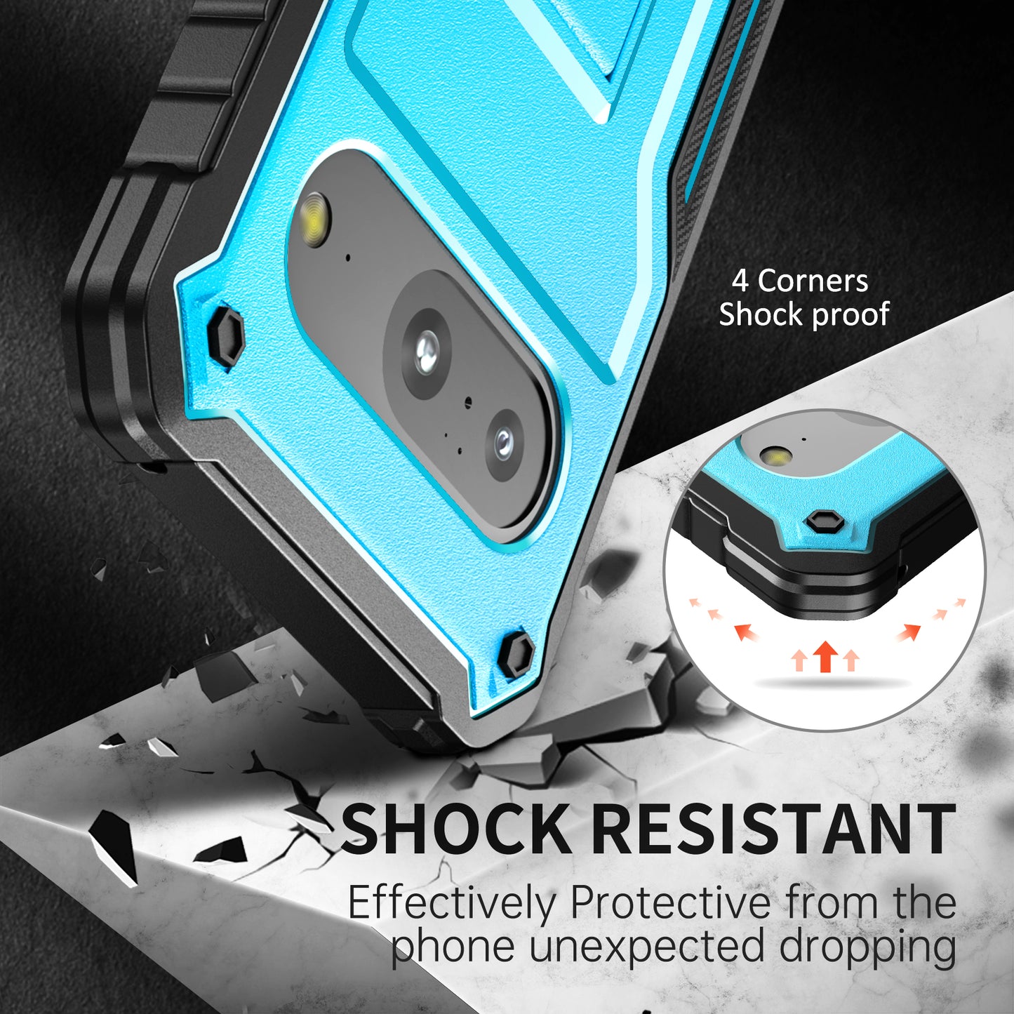 FITO for Google Pixel 8 Case, Dual Layer Shockproof Heavy Duty Case for Google Pixel 8 Phone with Screen Protector, Built-in Kickstand