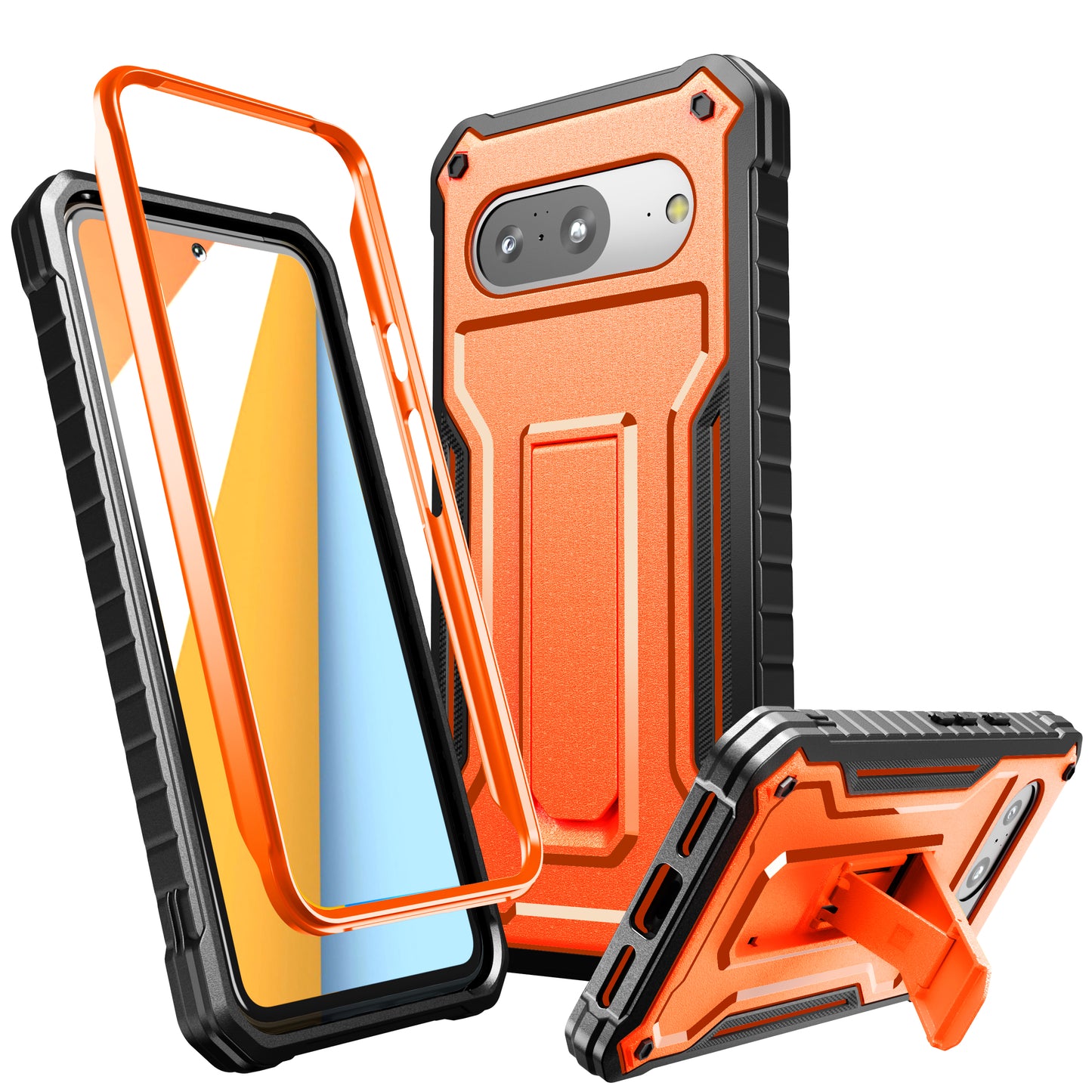 FITO for Google Pixel 8 Case, Dual Layer Shockproof Heavy Duty Case for Google Pixel 8 Phone with Screen Protector, Built-in Kickstand