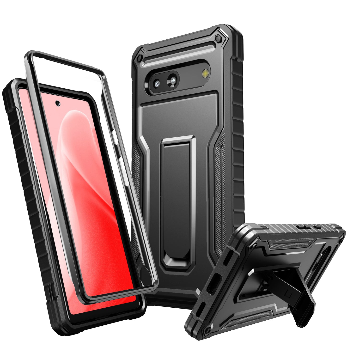 FITO for Google Pixel 7A Case, Dual Layer Shockproof Heavy Duty Case Built-in Kickstand, Without Screen Protector