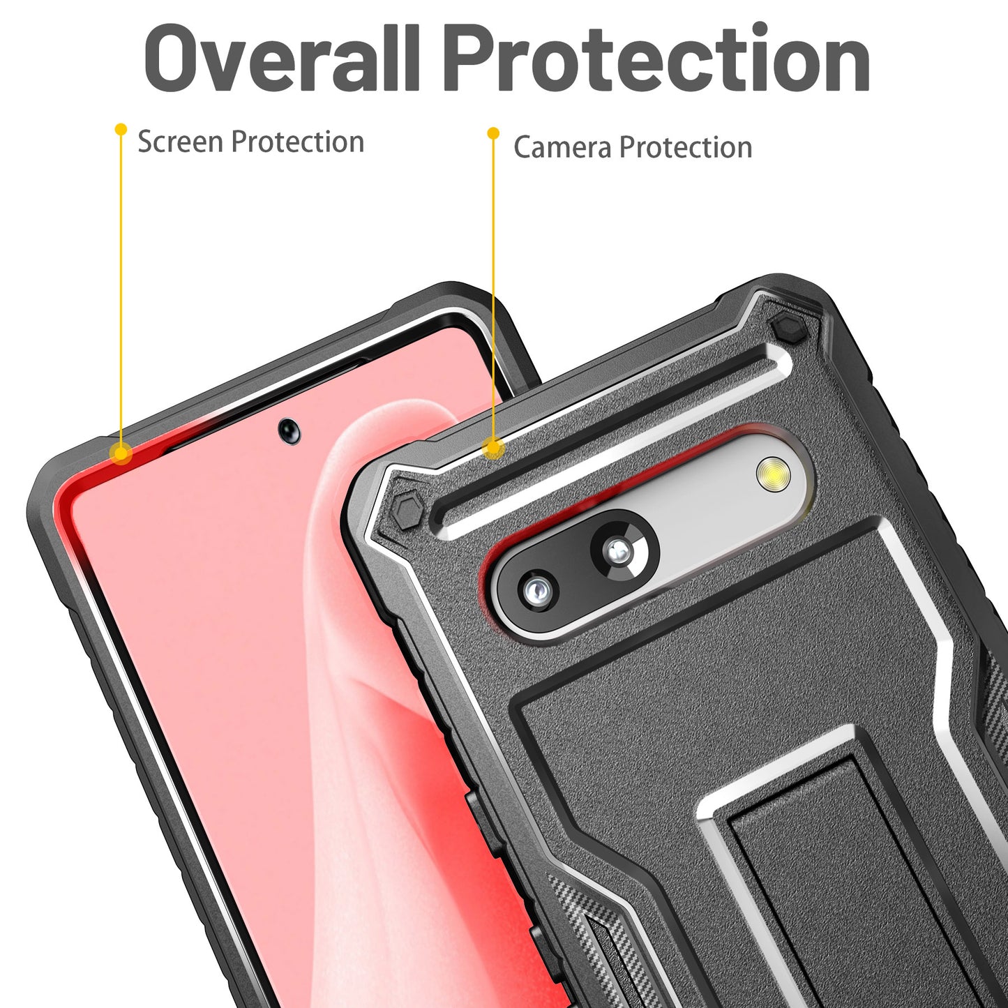 FITO for Google Pixel 7A Case, Dual Layer Shockproof Heavy Duty Case Built-in Kickstand, Without Screen Protector
