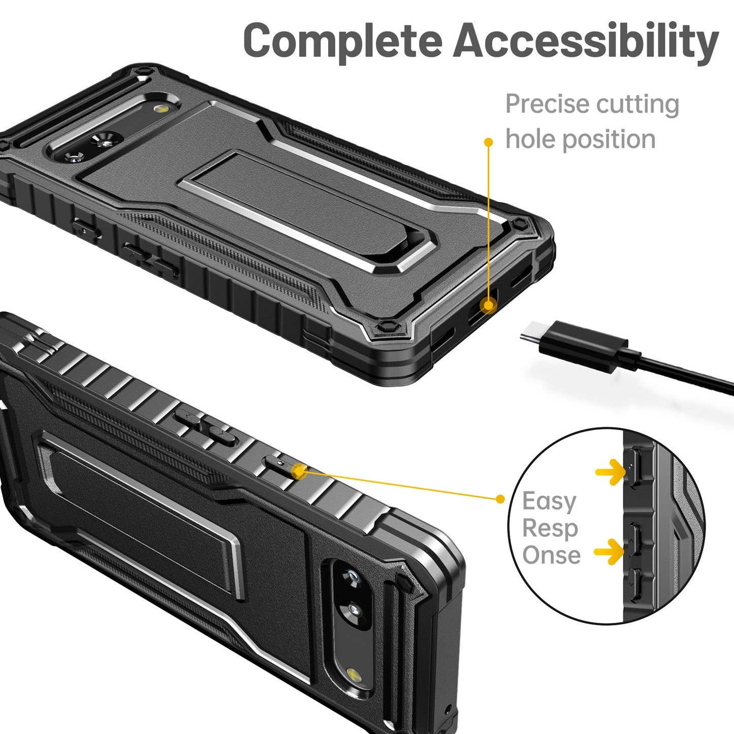 FITO for Google Pixel 7A Case, Dual Layer Shockproof Heavy Duty Case Built-in Kickstand, Without Screen Protector