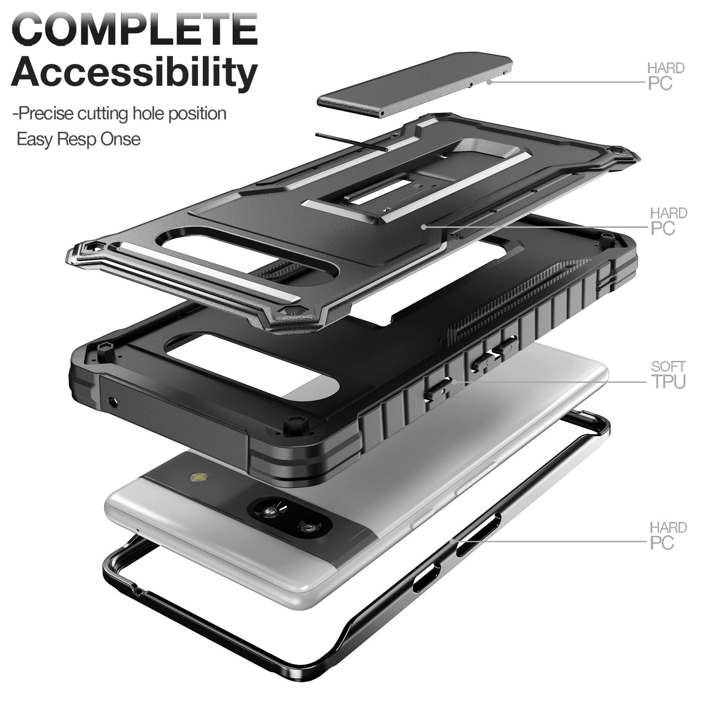 FITO for Google Pixel 7A Case, Dual Layer Shockproof Heavy Duty Case Built-in Kickstand, Without Screen Protector
