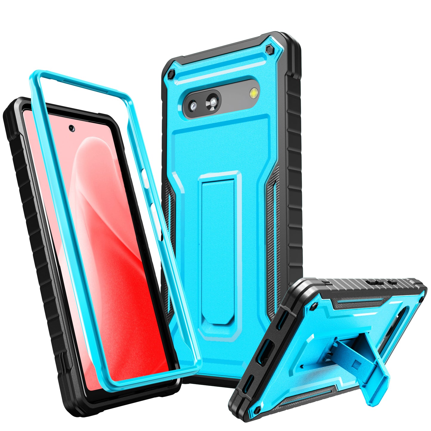 FITO for Google Pixel 7A Case, Dual Layer Shockproof Heavy Duty Case Built-in Kickstand, Without Screen Protector