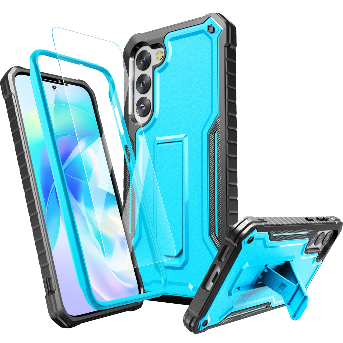 FITO for Samsung Galaxy S23 Plus Case, Dual Layer Shockproof Heavy Duty Case for Samsung S23 Plus with Screen Protector, Built in Kickstand