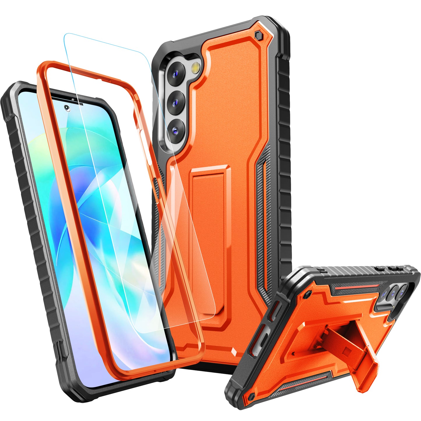FITO for Samsung Galaxy S23 Plus Case, Dual Layer Shockproof Heavy Duty Case for Samsung S23 Plus with Screen Protector, Built in Kickstand