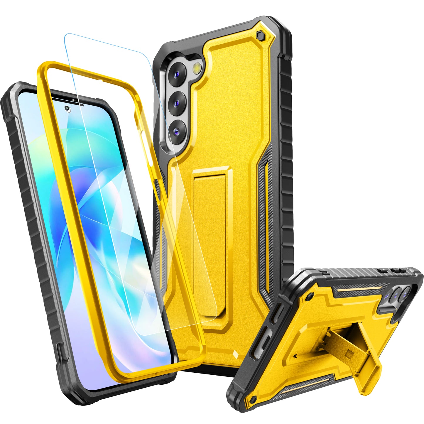FITO for Samsung Galaxy S23 Plus Case, Dual Layer Shockproof Heavy Duty Case for Samsung S23 Plus with Screen Protector, Built in Kickstand