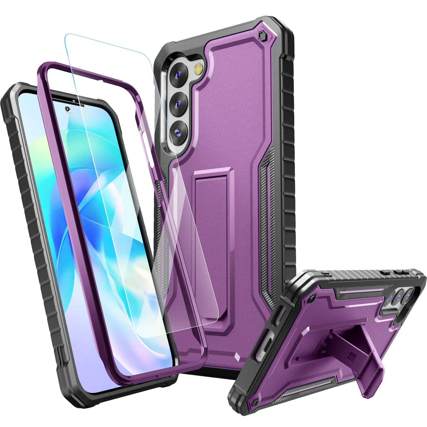 FITO for Samsung Galaxy S23 Plus Case, Dual Layer Shockproof Heavy Duty Case for Samsung S23 Plus with Screen Protector, Built in Kickstand