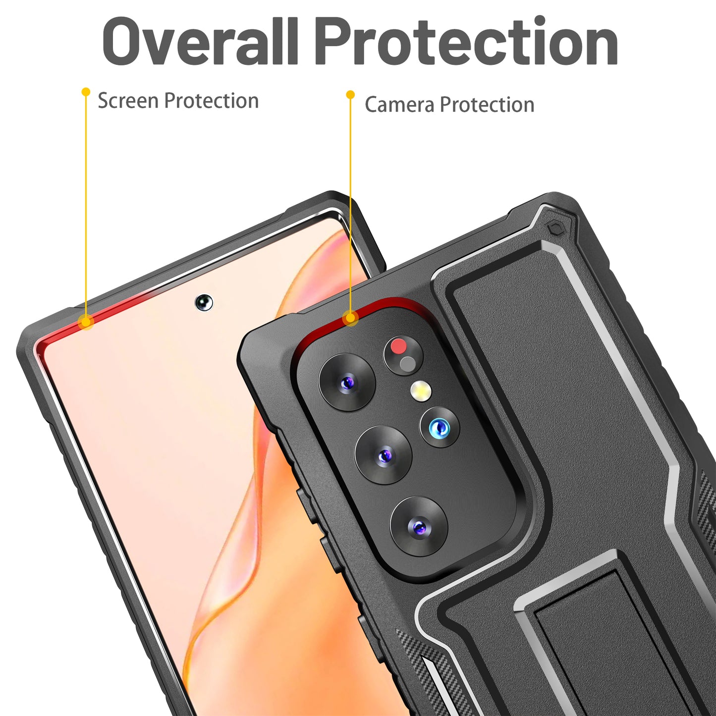 FITO for Samsung Galaxy S23 Ultra Case, Dual Layer Shockproof Heavy Duty Case for Samsung S23 Ultra Built in Kickstand